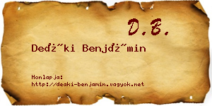 Deáki Benjámin névjegykártya