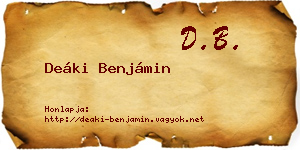 Deáki Benjámin névjegykártya